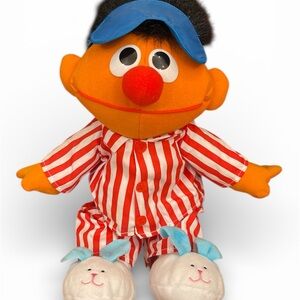 Vintage Tyco sleep and snore Ernie Pajama Plush Toy with Blue Sleep Mask